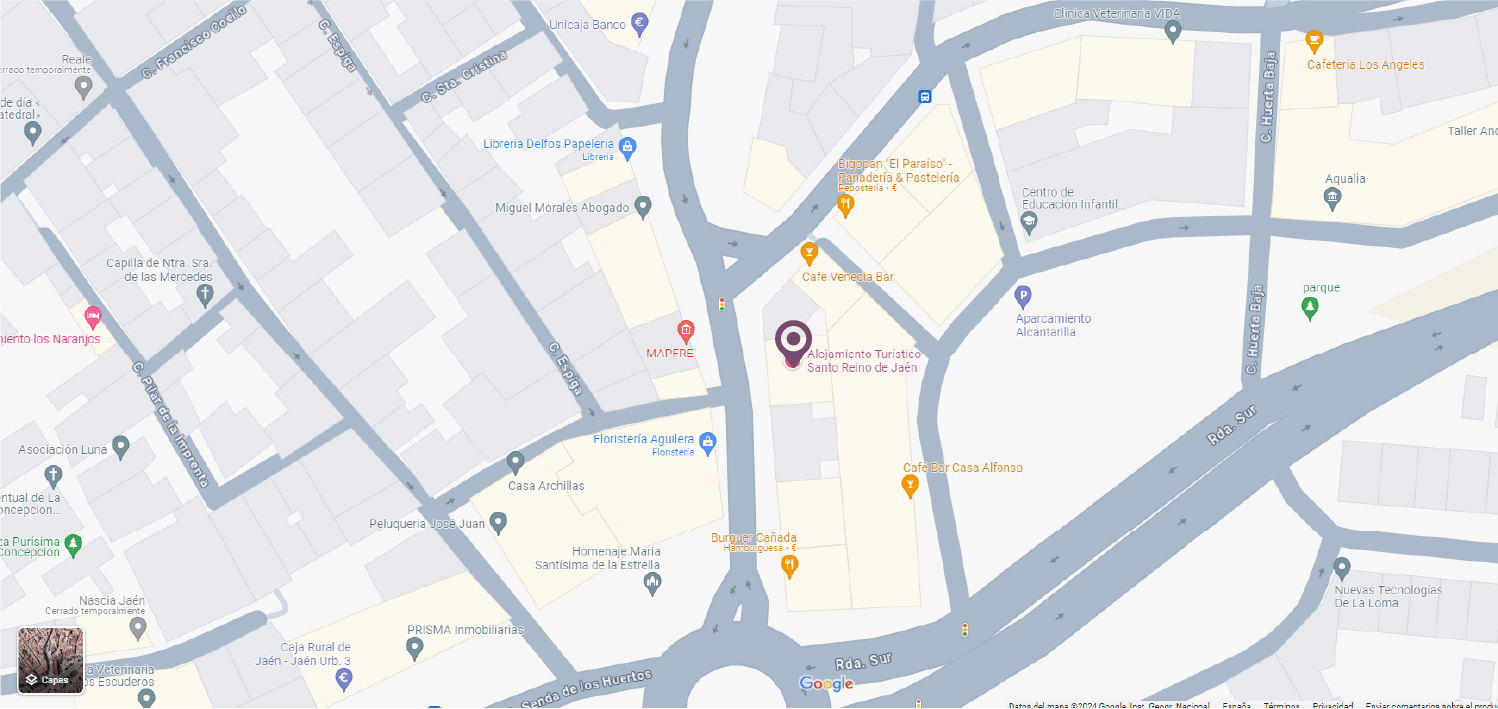 mapa alojamiento santo reino jaen